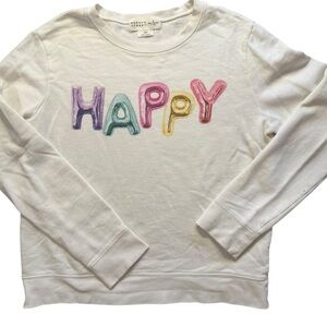 Kate Spade Broome Street Happy Cotton Sweatshirt S Cream Balloon Letters